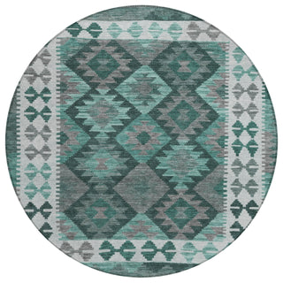 Piper Looms Chantille Tribal ACN1915 Seafoam Machine Washable Area Rug Round Main Image