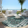 Piper Looms Chantille Tribal ACN1915 Seafoam Machine Washable Area Rug Round Outdoor Lifestyle Image Feature