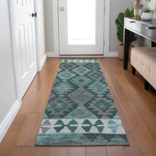 Piper Looms Chantille Tribal ACN1915 Seafoam Machine Washable Area Rug Runner Lifestyle Image Feature