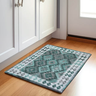 Piper Looms Chantille Tribal ACN1915 Seafoam Machine Washable Area Rug Scatter Lifestyle Image Feature