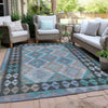 Piper Looms Chantille Tribal ACN1915 Teal Machine Washable Area Rug Outdoor Lifestyle Image Feature