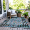 Piper Looms Chantille Tribal ACN1915 Teal Machine Washable Area Rug Outdoor Lifestyle Image Feature