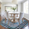Piper Looms Chantille Tribal ACN1915 Teal Machine Washable Area Rug Round Lifestyle Image Feature