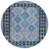 Piper Looms Chantille Tribal ACN1915 Teal Machine Washable Area Rug Round Main Image