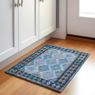 Piper Looms Chantille Tribal ACN1915 Teal Machine Washable Area Rug Scatter Lifestyle Image Feature