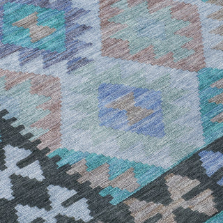 Piper Looms Chantille Tribal ACN1915 Teal Machine Washable Area Rug Swatch Image