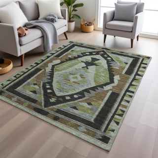 Piper Looms Chantille Tribal ACN1916 Brown Machine Washable Area Rug Lifestyle Image Feature