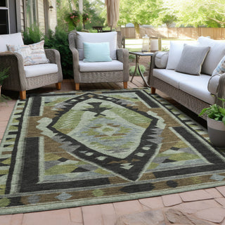 Piper Looms Chantille Tribal ACN1916 Brown Machine Washable Area Rug Outdoor Lifestyle Image Feature