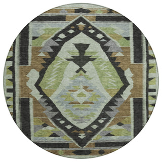 Piper Looms Chantille Tribal ACN1916 Brown Machine Washable Area Rug Round Main Image
