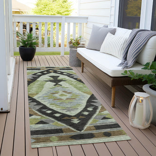 Piper Looms Chantille Tribal ACN1916 Brown Machine Washable Area Rug Runner Outdoor Lifestyle Image Feature