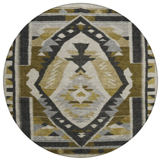 Piper Looms Chantille Tribal ACN1916 Chocolate Machine Washable Area Rug Round Main Image