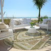 Piper Looms Chantille Tribal ACN1916 Linen Machine Washable Area Rug Round Outdoor Lifestyle Image Feature