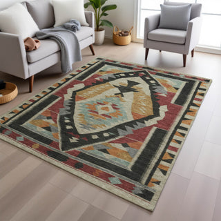 Piper Looms Chantille Tribal ACN1916 Red Machine Washable Area Rug Lifestyle Image Feature