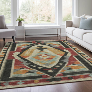Piper Looms Chantille Tribal ACN1916 Red Machine Washable Area Rug Lifestyle Image Feature
