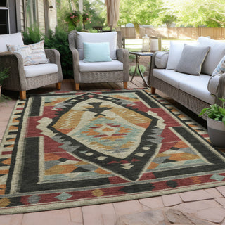 Piper Looms Chantille Tribal ACN1916 Red Machine Washable Area Rug Outdoor Lifestyle Image Feature