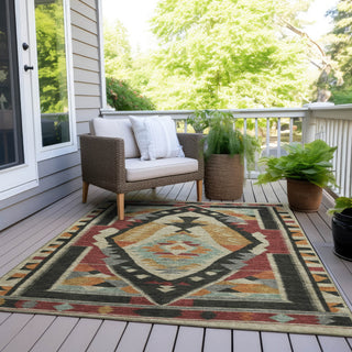 Piper Looms Chantille Tribal ACN1916 Red Machine Washable Area Rug Outdoor Lifestyle Image Feature