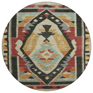 Piper Looms Chantille Tribal ACN1916 Red Machine Washable Area Rug Round Main Image