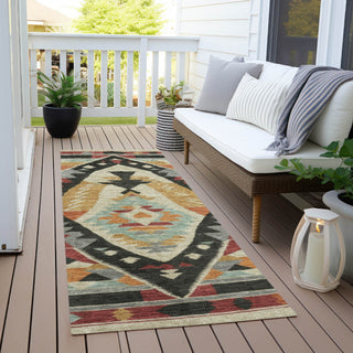 Piper Looms Chantille Tribal ACN1916 Red Machine Washable Area Rug Runner Outdoor Lifestyle Image Feature