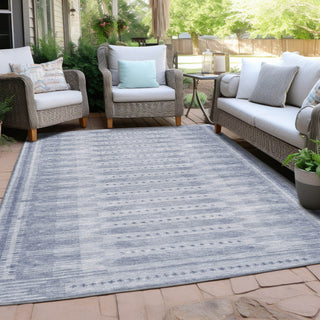 Piper Looms Chantille Border ACN1917 Blue Machine Washable Area Rug Outdoor Lifestyle Image Feature