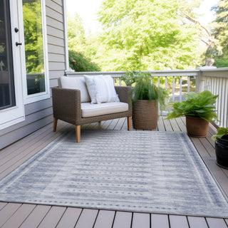 Piper Looms Chantille Border ACN1917 Blue Machine Washable Area Rug Outdoor Lifestyle Image Feature