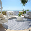 Piper Looms Chantille Border ACN1917 Blue Machine Washable Area Rug Round Outdoor Lifestyle Image Feature