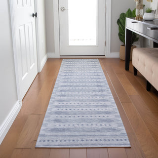 Piper Looms Chantille Border ACN1917 Blue Machine Washable Area Rug Runner Lifestyle Image Feature