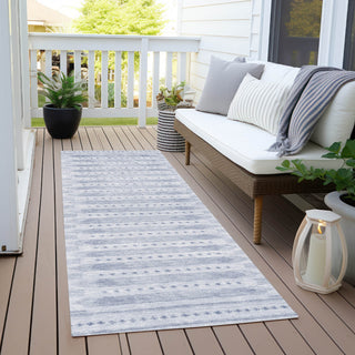 Piper Looms Chantille Border ACN1917 Blue Machine Washable Area Rug Runner Outdoor Lifestyle Image Feature