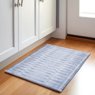Piper Looms Chantille Border ACN1917 Blue Machine Washable Area Rug Scatter Lifestyle Image Feature