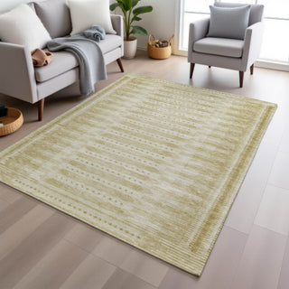 Piper Looms Chantille Border ACN1917 Gold Machine Washable Area Rug Lifestyle Image Feature