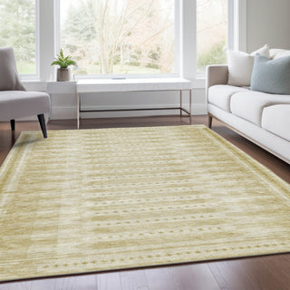 Piper Looms Chantille Border ACN1917 Gold Machine Washable Area Rug Lifestyle Image Feature
