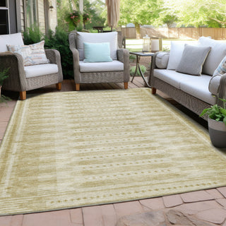 Piper Looms Chantille Border ACN1917 Gold Machine Washable Area Rug Outdoor Lifestyle Image Feature