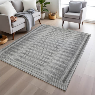 Piper Looms Chantille Border ACN1917 Gray Machine Washable Area Rug Lifestyle Image Feature