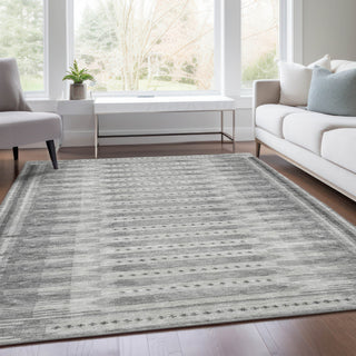 Piper Looms Chantille Border ACN1917 Gray Machine Washable Area Rug Lifestyle Image Feature