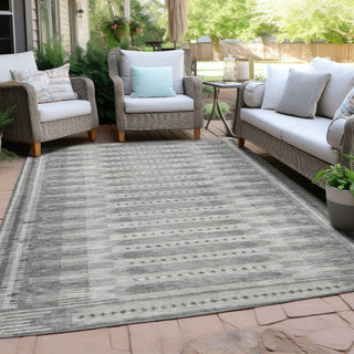 Piper Looms Chantille Border ACN1917 Gray Machine Washable Area Rug Outdoor Lifestyle Image Feature