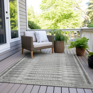 Piper Looms Chantille Border ACN1917 Gray Machine Washable Area Rug Outdoor Lifestyle Image Feature