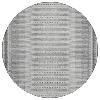 Piper Looms Chantille Border ACN1917 Gray Machine Washable Area Rug Round Main Image