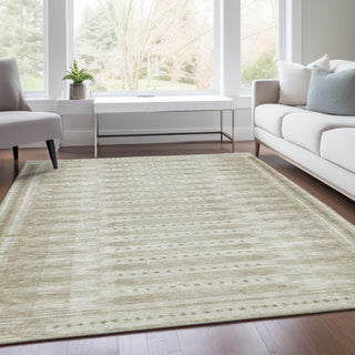 Piper Looms Chantille Border ACN1917 Khaki Machine Washable Area Rug Lifestyle Image Feature