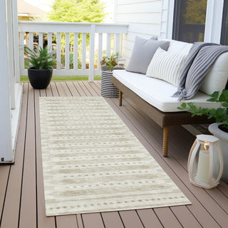 Piper Looms Chantille Border ACN1917 Khaki Machine Washable Area Rug Runner Outdoor Lifestyle Image Feature