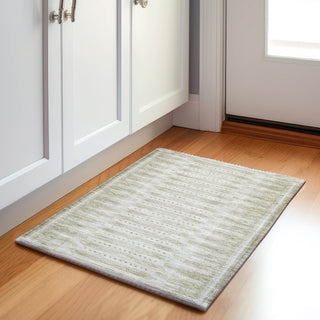 Piper Looms Chantille Border ACN1917 Khaki Machine Washable Area Rug Scatter Lifestyle Image Feature
