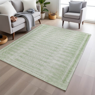 Piper Looms Chantille Border ACN1917 Sage Machine Washable Area Rug Lifestyle Image Feature