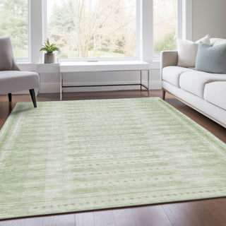 Piper Looms Chantille Border ACN1917 Sage Machine Washable Area Rug Lifestyle Image Feature