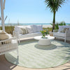 Piper Looms Chantille Border ACN1917 Sage Machine Washable Area Rug Round Outdoor Lifestyle Image Feature