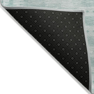 Piper Looms Chantille Border ACN1917 Turquoise Machine Washable Area Rug Backing Image