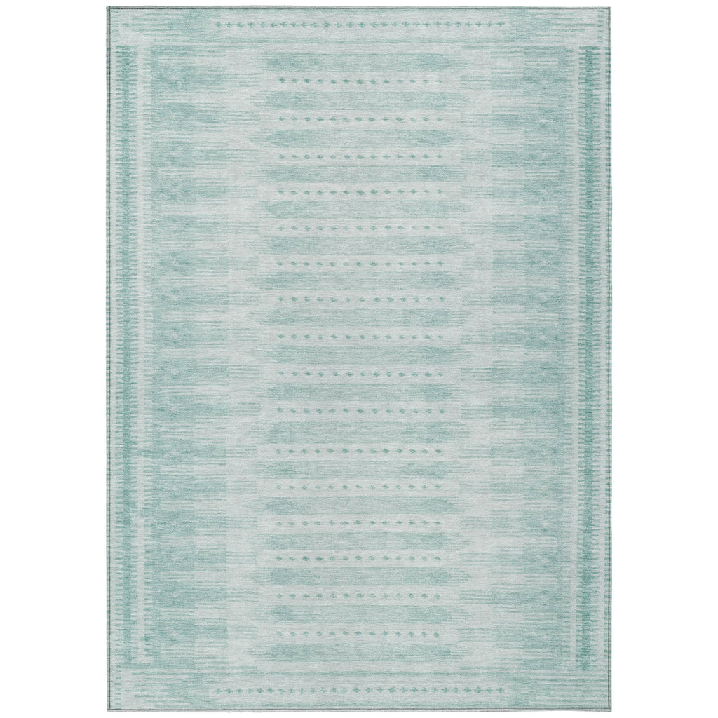 Piper Looms Chantille Border ACN1917 Turquoise Machine Washable Area Rug main image