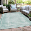 Piper Looms Chantille Border ACN1917 Turquoise Machine Washable Area Rug Outdoor Lifestyle Image Feature