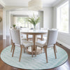 Piper Looms Chantille Border ACN1917 Turquoise Machine Washable Area Rug Round Lifestyle Image Feature