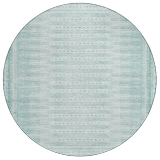 Piper Looms Chantille Border ACN1917 Turquoise Machine Washable Area Rug Round Main Image