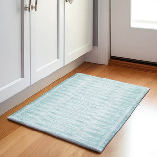Piper Looms Chantille Border ACN1917 Turquoise Machine Washable Area Rug Scatter Lifestyle Image Feature
