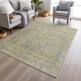 Piper Looms Chantille Border ACN1918 Gold Machine Washable Area Rug Lifestyle Image Feature