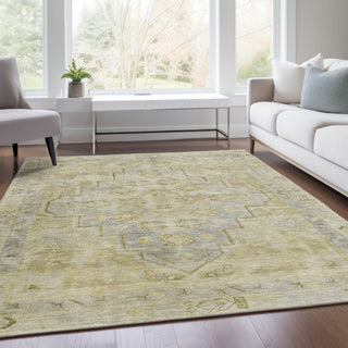 Piper Looms Chantille Border ACN1918 Gold Machine Washable Area Rug Lifestyle Image Feature